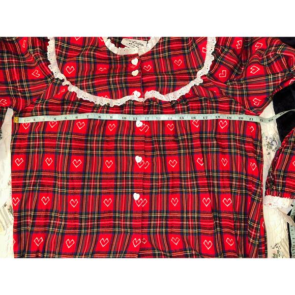 VINTAGE CLASSIC LANZ OF SALZBURG BY EILEEN WEST FLANNEL PLAID NIGHTGOWN M - Picture 6 of 7